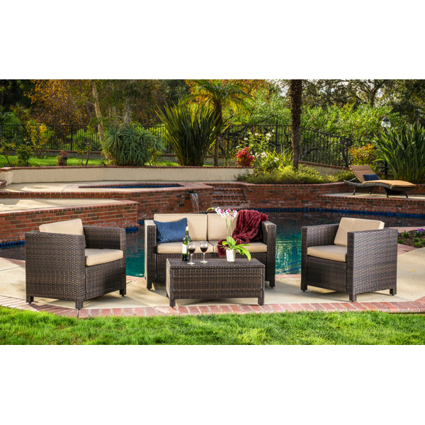 Ka 4 Piece Rattan Sofa Set With Cushions Reviews Birch Lane