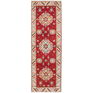 One-of-a-Kind Royal Kazak Hand-Knotted Cream/Red Area Rug