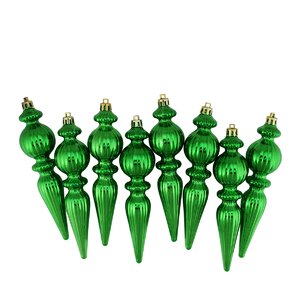 Ribbed Shatterproof Christmas Finial Ornament (Set of 8)