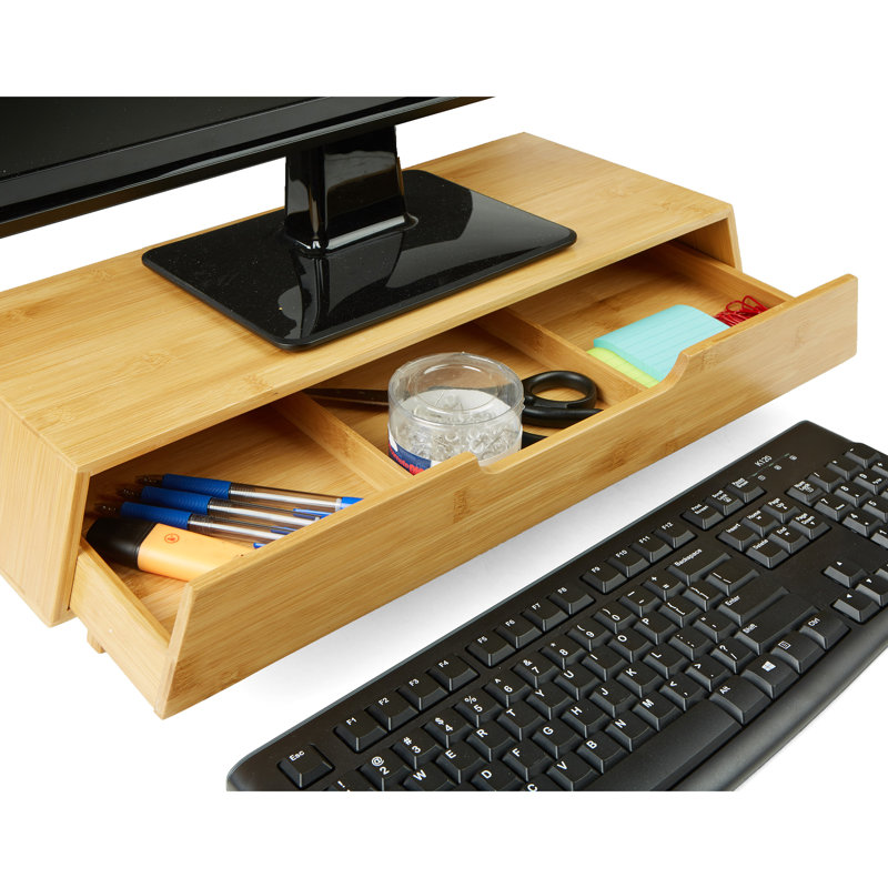 Mind Reader EcoFriendly Bamboo Monitor Stand with Drawer Wayfair