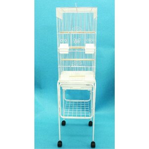 Tall Square 4 Perch Bird Cage with Stand
