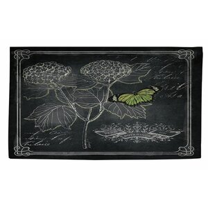 Chalkboard Botanical 1 Black/White Area Rug