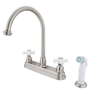 Restoration Double Handle Kitchen Faucet with Side Spray