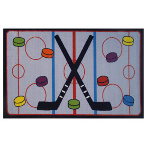 Fun Time On The Ice Gray Area Rug