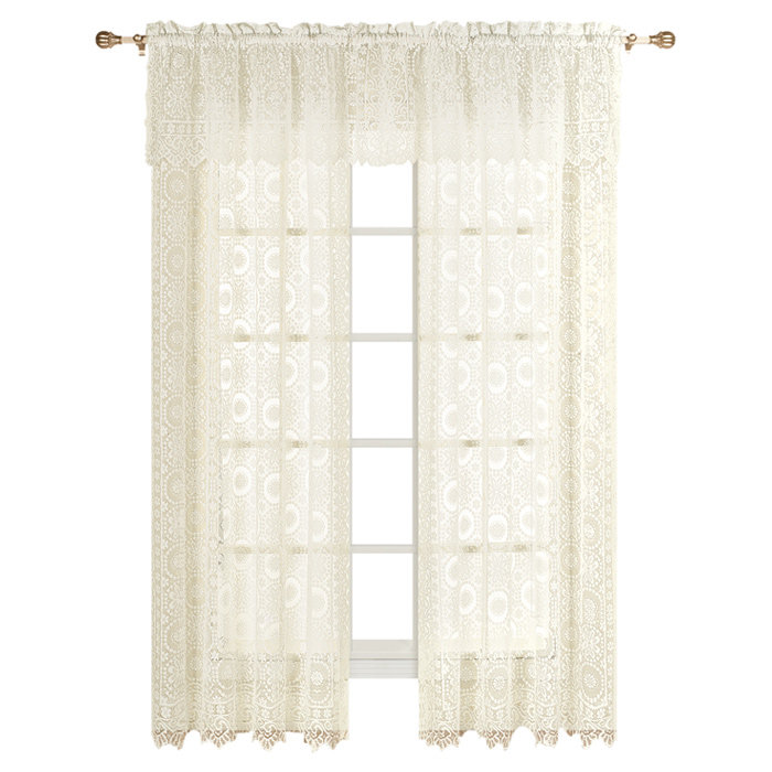 United Curtain Co Wayfair Rochelle Nature Fl Sheer Rod Pocket Single Curtain Panel