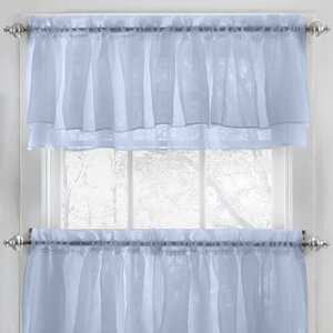 Elegant Crushed Voile Ruffle Kitchen Window Curtain Valance