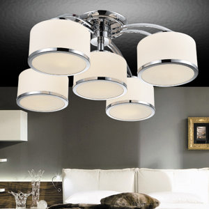 Frosted 5-Light Semi Flush Mount