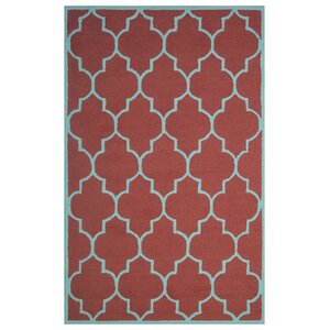 Wool Hand-Tufted Red/Light Blue Area Rug