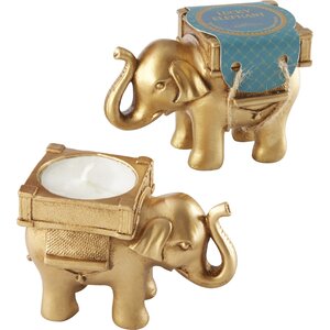 Gold Elephant Tealight Holder (Set of 10)