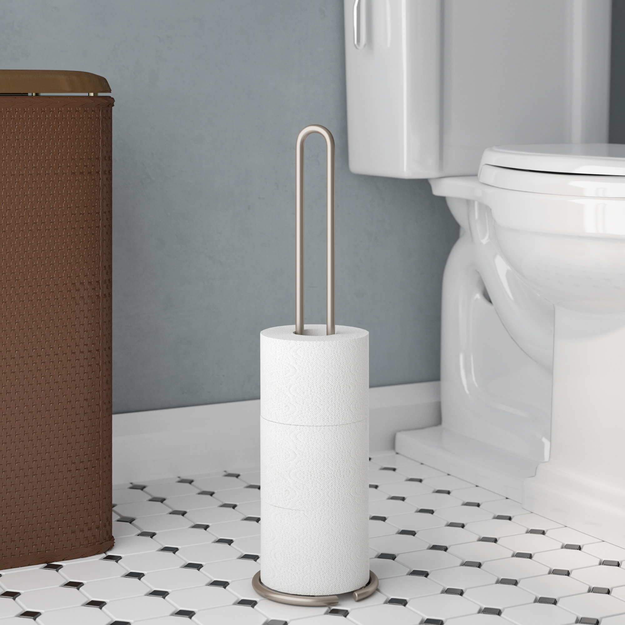 3 Rouleau Libre Debout Papier Toilette Tissue fer Distributeur Rangement Support Stand