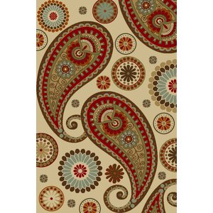 Anne Paisley Beige/Red Area Rug
