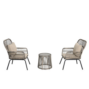 Modern Small Patio Sets Allmodern Win 3 Piece Rattan Seating Group Set Of
