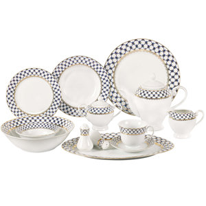Jeanette 57 Piece Porcelain Dinnerware Set, Service for 8
