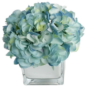 Artificial Silk Hydrangea Floral Arrangements in Decorative Vase