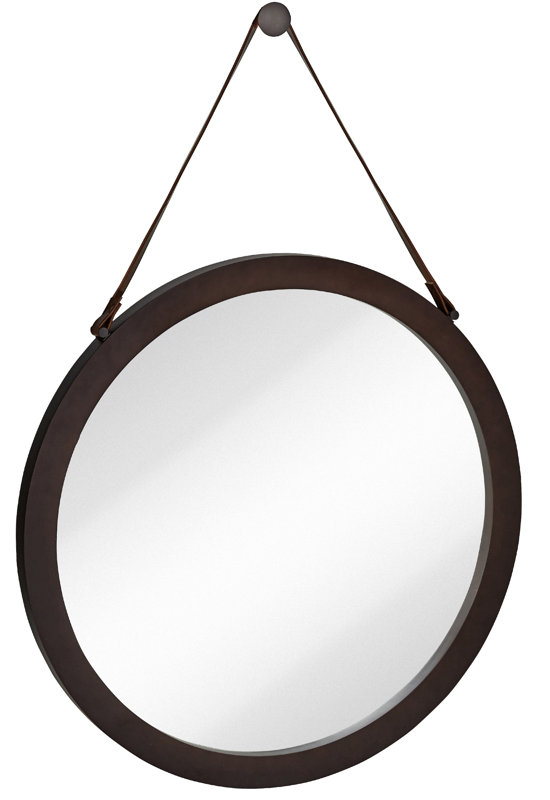 Majestic Mirror Round Urban Modern Leather Strap Decorative Hanging