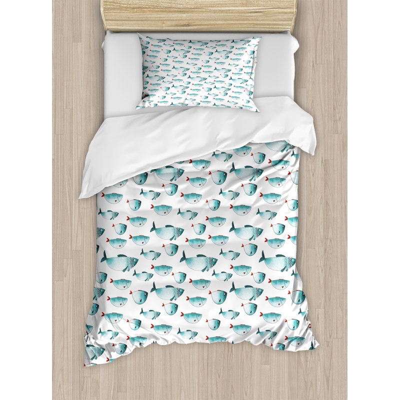 Ambesonne Apartment Cute Regular Diffe Sized Anese Fish Ambesonne Apartment Cute Regular Diffe Sized Anese Fish Patterns Ocean Marine Underwater Theme Duvet Cover Set Wayfair