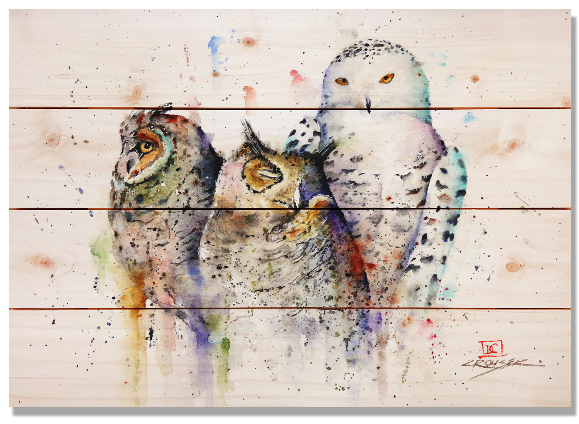 Daydream Hq Sig Series Owl Trio By Dean Crouser Painting Print On Daydream Hq Sig Series Owl Trio By Dean Crouser Painting Print On Wood Wayfair