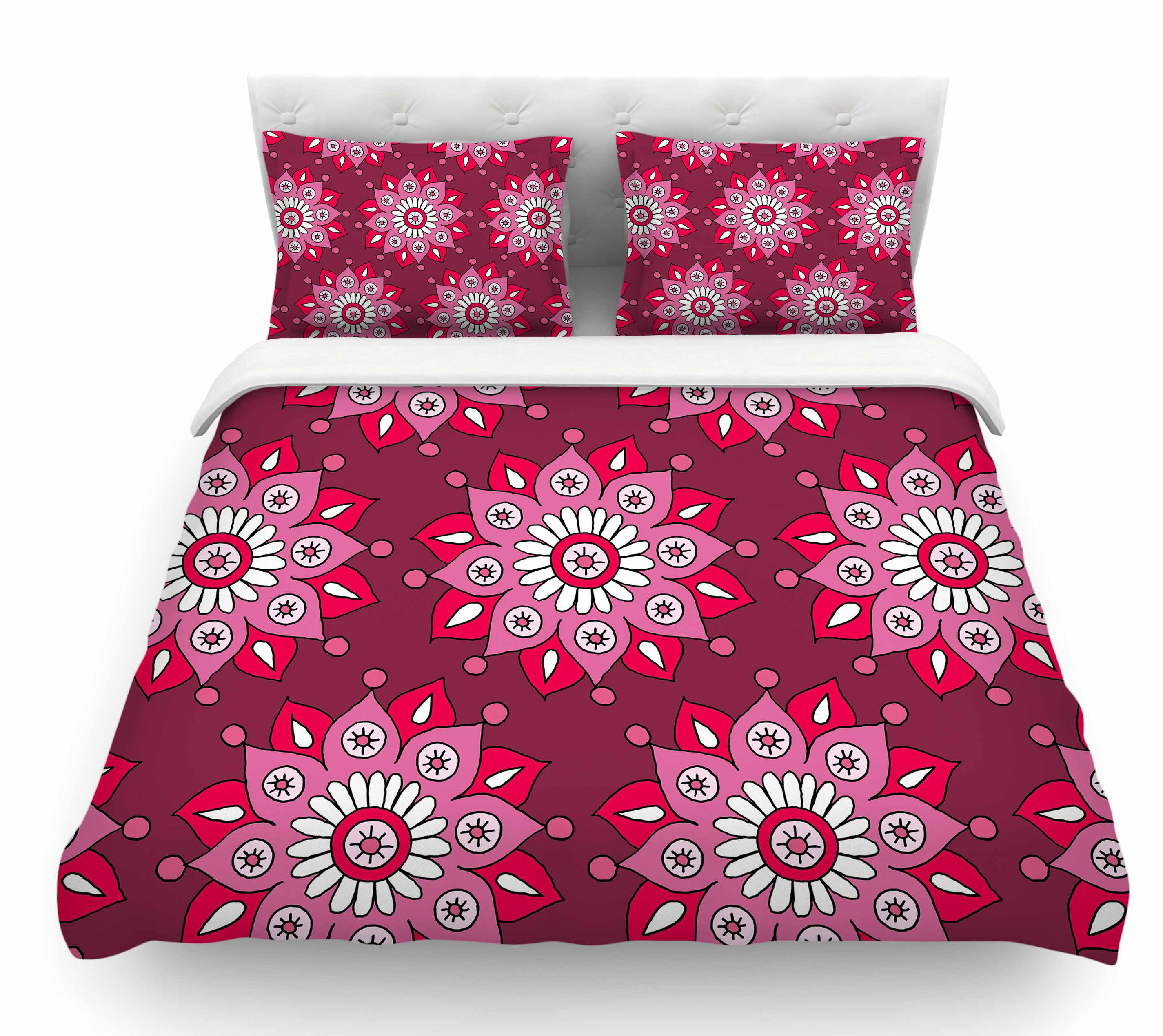 East Urban Home Raspberry Flower Burst by Sarah Oelerich Featherweight