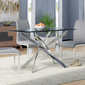 Coraline Glass Top Modern Dining Table..