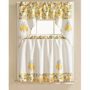 Gironde Lemon 3 Piece Kitchen Curtain Set