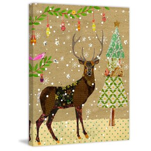 'Christmas Reindeer' by Vanessa Sascalia Painting Print on Wrapped Canvas