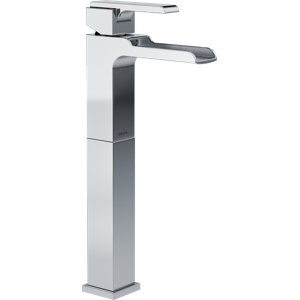 Ara Single Handle Centerset Lavatory Faucet with Riser and Channel Spout