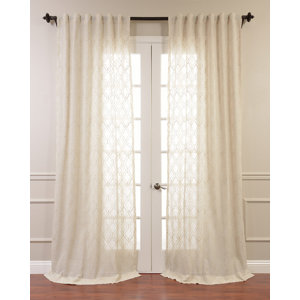 Rogero Geometric Sheer Tab Top Single Curtain Panel