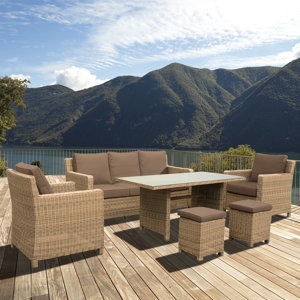 7-Sitzer Sofa-Set Lewis aus Rattan von Home Loft..