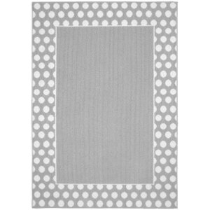 Polka Dot Frame Silver/White Area Rug