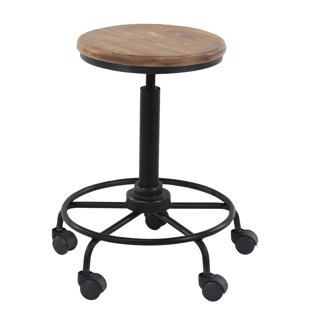Bar Stool With Wheels Wayfair Ny Rustic Round 23 Bar Stool With Wheels