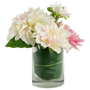 Artificial Silk Dahlia Floral Arrangements in Decorative Vase