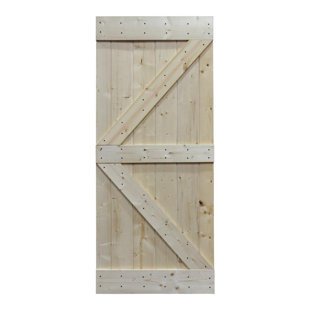Interior Sliding Closet Doors Wayfair Paneled Wood Primed Knotty Pine Sliding Interior Diy Barn Door With Installation Hardware Kit