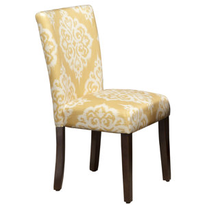 Natane Yellow & Cream Damask Parsons Chair (Set of 2) by Bungalow Rose