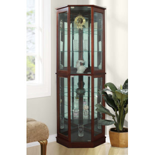 Dark Wood Corner Cabinet Wayfair Biali Lighted Corner Curio Cabinet