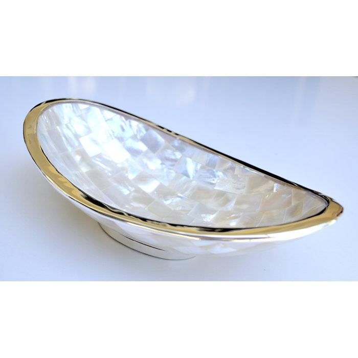 Rosecliff Heights Seabeck Long Oval Laminated Mother Of Pearl Seabeck Long Oval Laminated Mother Of Pearl Decorative Bowl