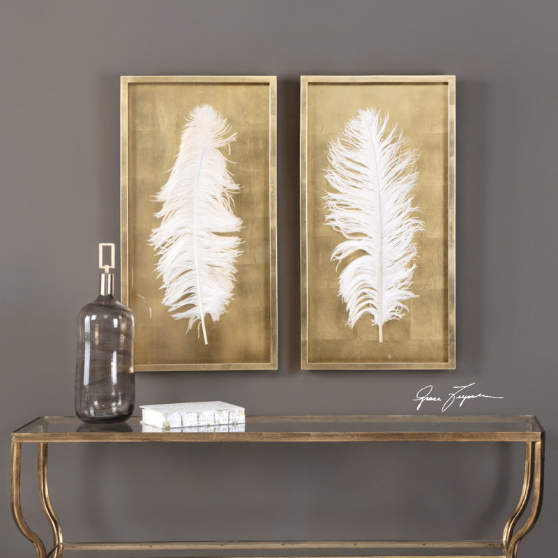 2 Piece Feathers Shadow Box Wall Décor Set Reviews Allmodern 2 Piece Feathers Shadow Box Wall Décor Set