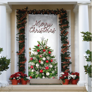 Winter Front Door Decorations Wayfair Merry Christmas Tree Front Door Mural