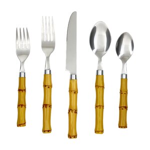 Allison Bamboo Plastic 20 Piece Flatware Set