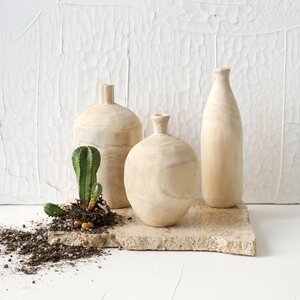 Pure 3 Piece Paulownia Wood Vase Set