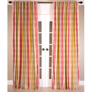 Dupioni Silk Curtains Wayfair Angoy Pure Silk Plaid And Check Room Darkening Rod Pocket Single Curtain Panel