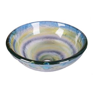 Element Abstract Tempered Glass Circular Vessel Bathroom Sink