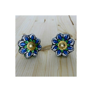 Handpainted Floral Melon Ceramic Novelty Knob (Set of 2)