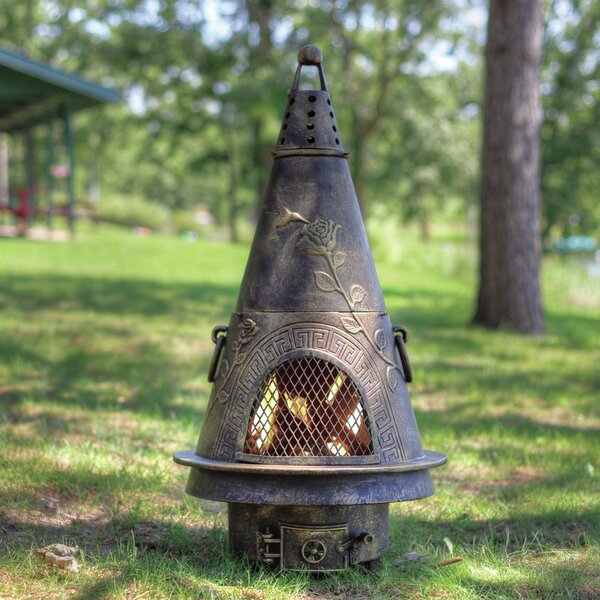 The Blue Rooster Garden Style Aluminum Wood Burning Chiminea & Reviews ...