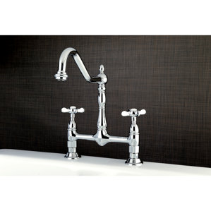 Kingston Brass Essex Double Handle Deck Mounted Bridge Kitchen Faucet
