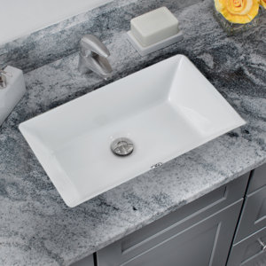 Glazed Vitreous China Rectangular Undermount Bathroom Sink with Overflow