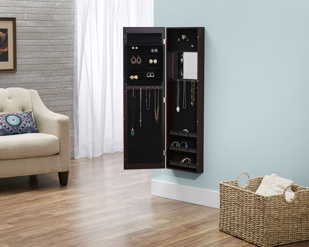 Latitude Run Bohdalice Over The Door Jewelry Armoire with Mirror 