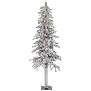 Dual Color Christmas Tree Wayfair Flocked Alpine 5 White Artificial Christmas Tree With 150 Multi Colored Lights