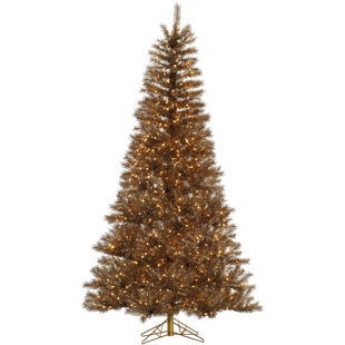 Metal Mix Tinsel 55 Brown Artificial Christmas Tree With 350 LED Clear White Lights Metal Mix Tinsel 55 Brown Artificial Christmas Tree With 350 LED Clear White Lights