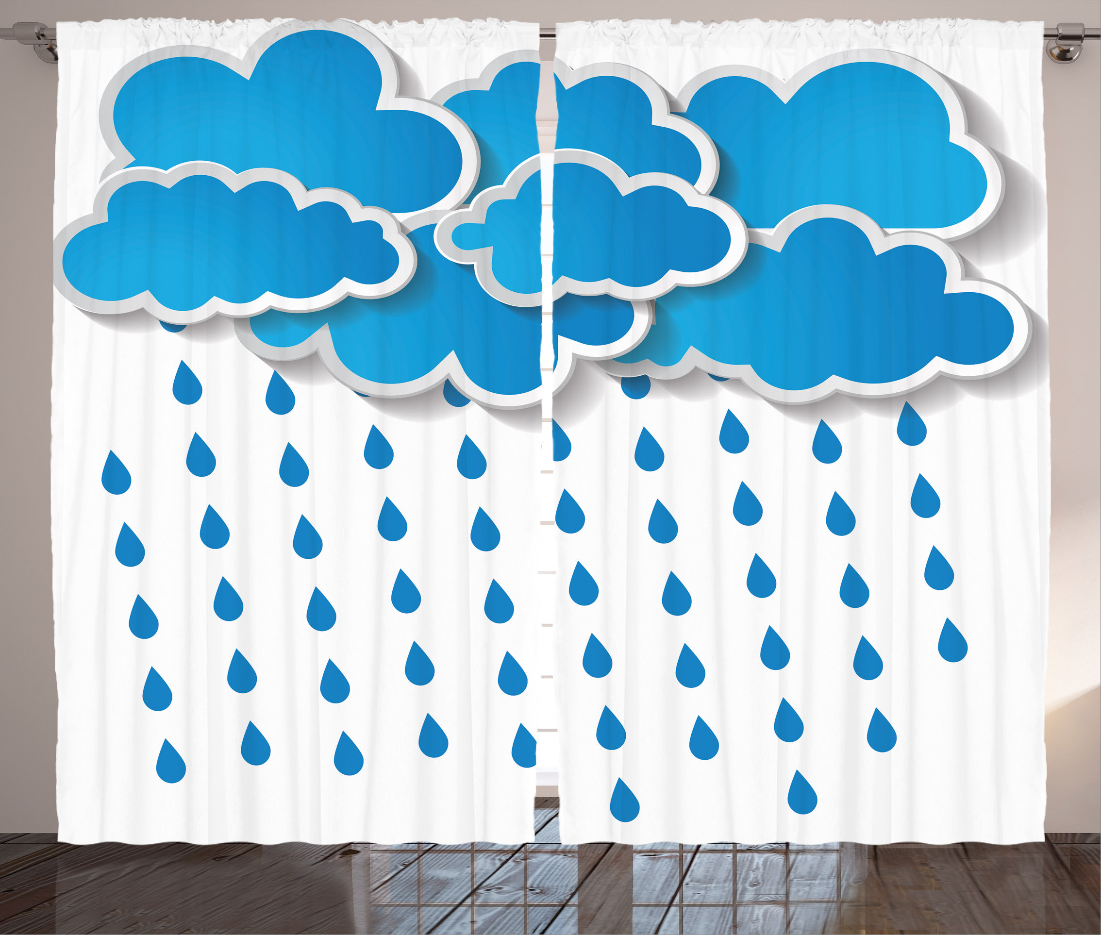 East Urban Home Rain Drips Decor Graphic Print Room Darkening Rod