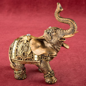 Elephant with Mirror Design and Clear Stone Figurine